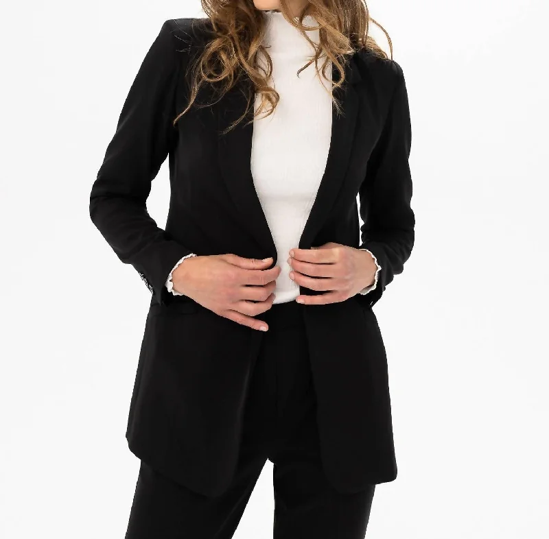 Woven Blazer Jacket In Black