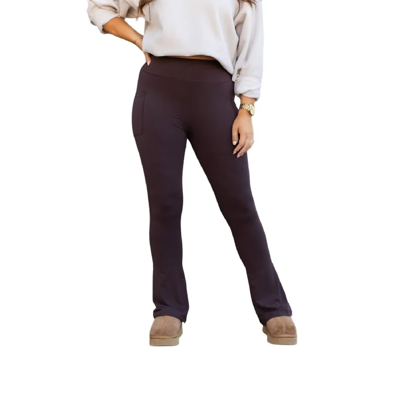 Brandy Flare Leggings With Pockets In Brown