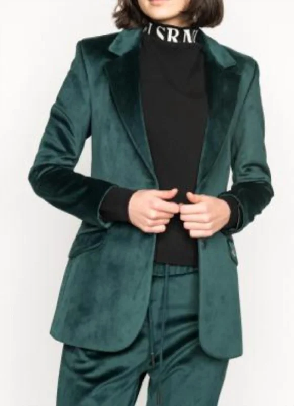 Velvet Blazer In Pine Green