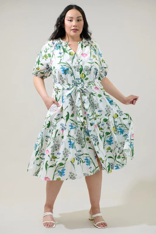 Clove Garden Floral Wynette Tiered Midi Dress Curve