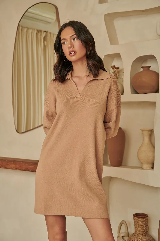 Emerla Relaxed Collared Sweater Dress