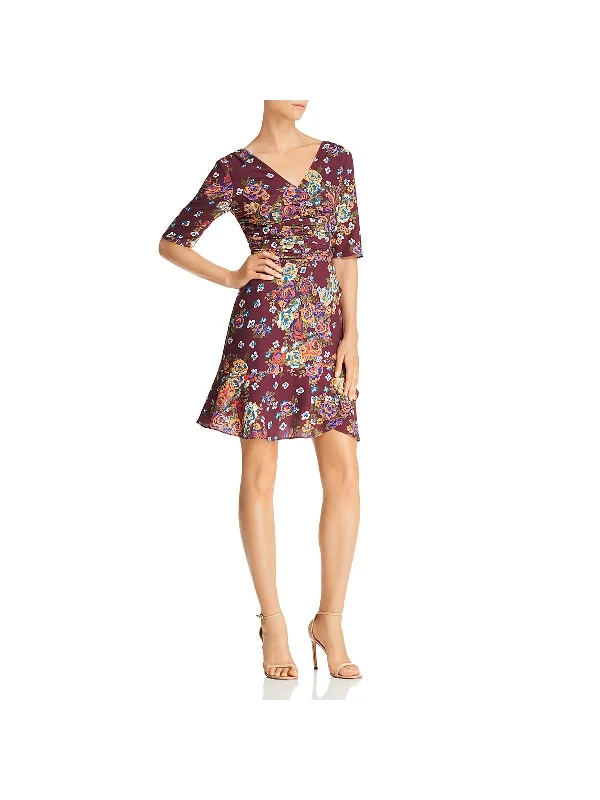 Gabby Womens Crepe Floral Casual Dress