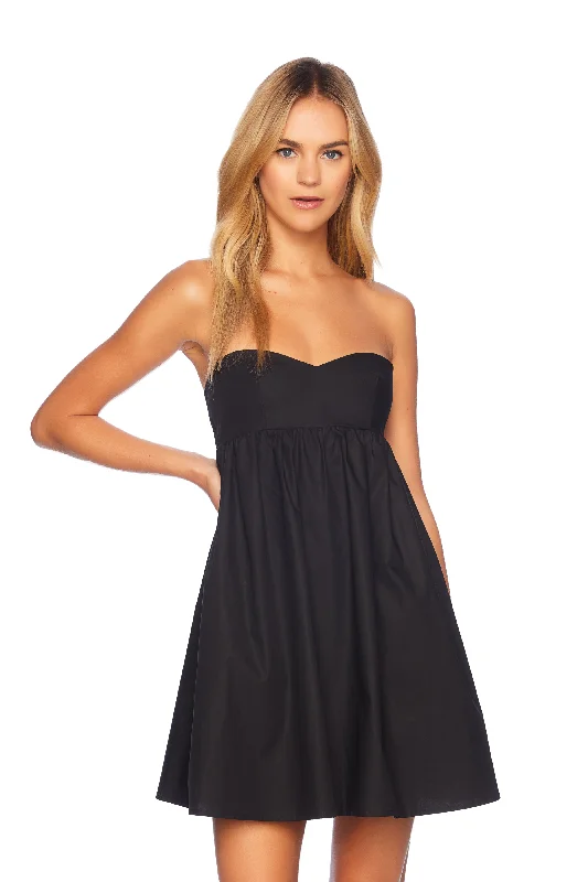 poplin tube flared dress