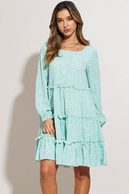 Print Mini Dress Long Sleeve