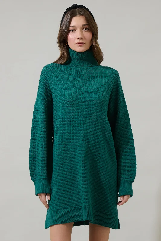 Shawnee Waffle Knit Turtleneck Sweater Dress