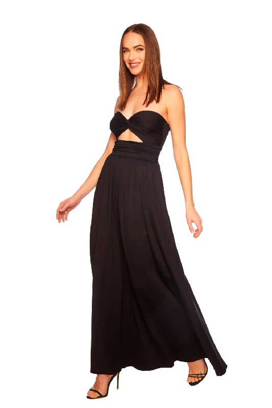 twist front cut out strapless dress