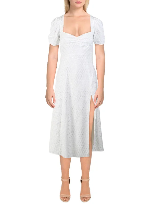 Womens Puff Sleeves Slip Dress