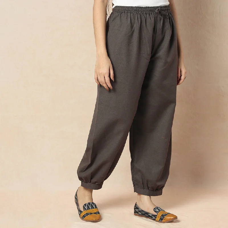 Dark Grey - Flex Cotton Plain Elasticated Pant