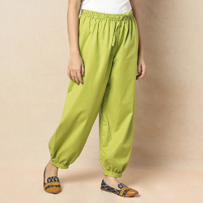 Lemon Green - Flex Cotton Plain Elasticated Pant