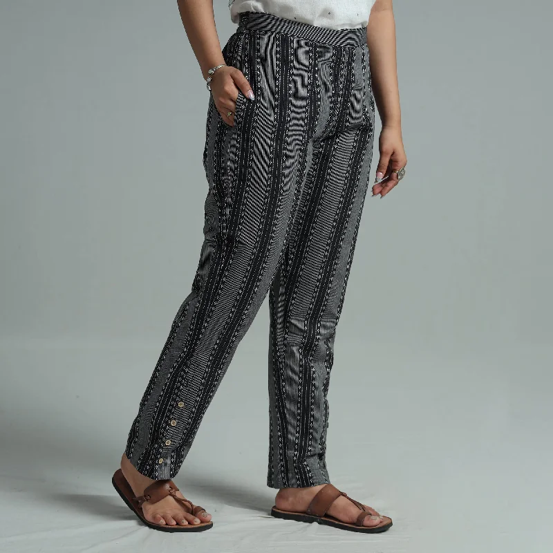 Black - Jacquard Weave Cotton Elasticated Pant 11