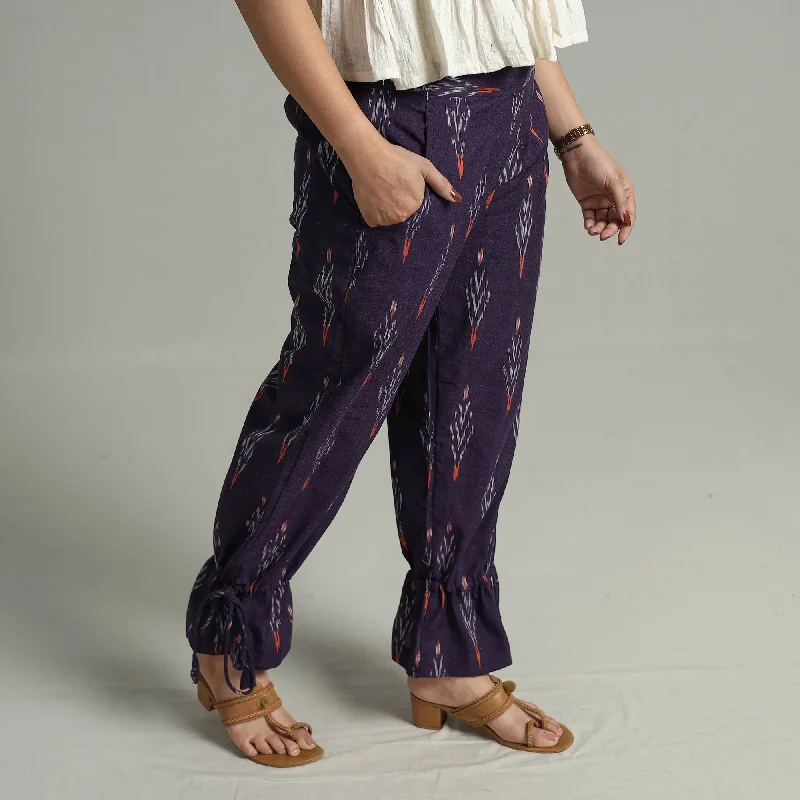 Purple - Pochampally Ikat Weave Cotton Elasticated Pant 16