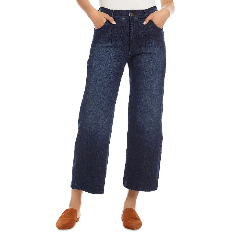 Womens High Rise Drop Wide Leg Jeans